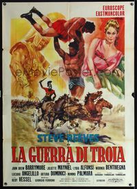 3v353 TROJAN HORSE Italian 1panel '62 different art of strongest Steve Reeves by Averado Ciriello!