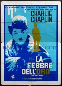 3v155 GOLD RUSH Italian two-panel R70s Charlie Chaplin classic, wonderful close up art by Ferrini!