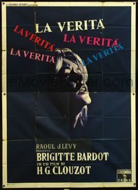 3v166 LA VERITE Italian 2p '61 art of distressed Brigitte Bardot, Henri-George Clouzot's The Truth!