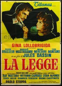 3v193 WHERE THE HOT WIND BLOWS Italian 2p '60 Jules Dassin's La Legge,art of Lollobrigida attacked!