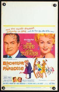 3v008 BACHELOR IN PARADISE window card '61 great image of Bob Hope romancing sexy Lana Turner!