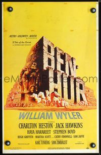 3v013 BEN-HUR window card movie poster '60 Charlton Heston, William Wyler classic religious epic!