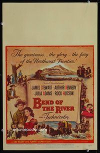 3v012 BEND OF THE RIVER window card '52 Jimmy Stewart, Julia Adams, directed by Anthony Mann!