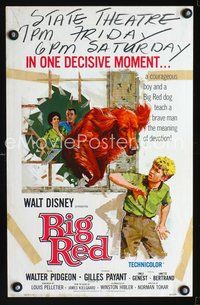 3v015 BIG RED WC '62 Disney, Walter Pigeon, artwork of Irish Setter dog jumping through window!