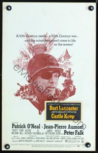 3v027 CASTLE KEEP window card movie poster '69 Burt Lancaster & sexy Astrid Heeren in World War II!
