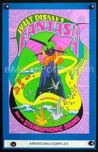 3v046 FANTASIA window card poster R70 Disney classic musical, great psychedelic fantasy artwork!
