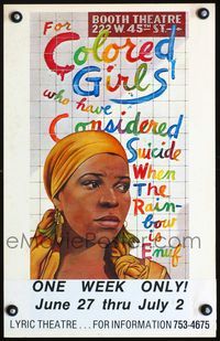 3v050 FOR COLORED GIRLS WHO HAVE CONSIDERED SUICIDE stage play WC '76 Broadway, cool artwork!