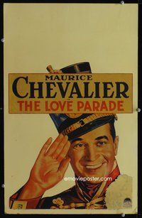 3v079 LOVE PARADE window card '29 great art of Maurice Chevalier in marching band uniform saluting!