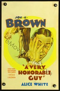 3v121 VERY HONORABLE GUY WC '34 Joe E. Brown won't watch sexiest Alice White adjust her garter!