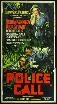 3w029 POLICE CALL 3sh '33 Nick Stuart, who looks like Bruce Hershenson, saves man in swamp!