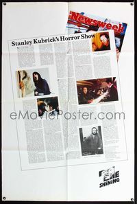 3w028 SHINING Newsweek 40x60 '80 Stephen King, Stanley Kubrick masterpiece starring Jack Nicholson!