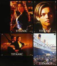 3w068 TITANIC 4 color German movie stills '97 Leonardo DiCaprio, Kate Winslet, James Cameron