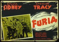 3w064 FURY Italian 14x19 pbusta '36 Fritz Lang, Edward Ellis with lynch mob by stairs!