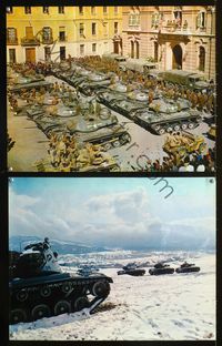 3w084 PATTON 2 color 16x20 stills '70 General George C. Scott military classic, 2 great tank images!