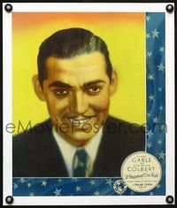 3w007 IT HAPPENED ONE NIGHT jumbo LC '34 great smiling head & shoulders portrait of Clark Gable!
