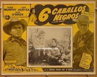 3w195 6 BLACK HORSES Mexican movie lobby card '62 Audie Murphy, Dan Duryea, sexy Joan O'Brien!