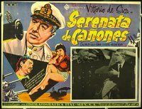 3w214 ALWAYS VICTORIOUS Mexican movie lobby card '58 art of naval captain Vittorio de Sica!