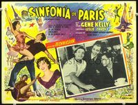 3w217 AMERICAN IN PARIS Mexican lobby card '51 artwork of Gene Kelly dancing with Leslie Caron!