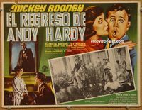 3w220 ANDY HARDY COMES HOME Mexican movie lobby card '58 Mickey Rooney & son Teddy!