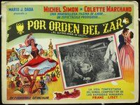 3w225 AT THE ORDER OF THE CZAR Mexican lobby card '54 Michel Simon, cool art of flamenco dancer!