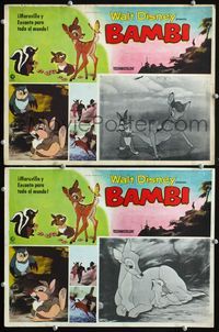 3w184 BAMBI 2 Mexican LCs R60s Walt Disney cartoon deer classic, great image of forest animals!