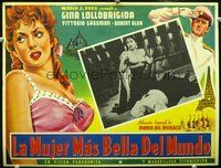 3w246 BEAUTIFUL BUT DANGEROUS Mexican lobby card '57 great art & image of sexy Gina Lollobrigida!
