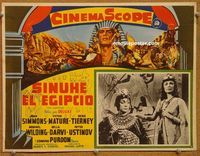 3w382 EGYPTIAN Mexican movie lobby card '54 Jean Simmons, Victor Mature, cool Egypt art!