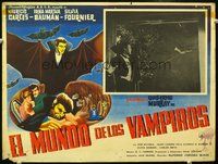 3w393 EL MUNDO DE LOS VAMPIROS Mexican movie lobby card '61 Mexican horror, cool vampire art!
