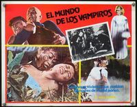 3w395 El MUNDO DE LOS VAMPIROS Mexican lobby card R70s Mexican horror, cool bloody vampire images!