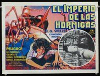 3w398 EMPIRE OF THE ANTS Mexican lobby card '77 H.G. Wells, great sci-fi art of woman in peril!