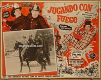 3w416 FIREMAN, SAVE MY CHILD Mexican movie lobby card '54 cool art of Spike Jones & Buddy Hackett!