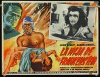 3w425 FRANKENSTEIN'S DAUGHTER Mexican LC '58 great close up artwork of wacky monster & sexy girl!