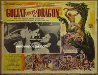 3w429 GOLIATH & THE DRAGON Mexican LC '60 cool fantasy art of Mark Forest battling the giant beast!