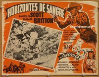 3w439 GUNFIGHTERS Mexican lobby card R50s Randolph Scott, Barbara Britton, from Zane Grey novel!