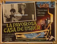 3w462 HOUSE OF USHER Mexican LC '60 Vincent Price, Edgar Allan Poe's tale of the ungodly & evil!