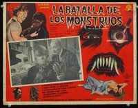 3w466 HOW TO MAKE A MONSTER Mexican lobby card '58 great inset image of monster & crazy scientist!