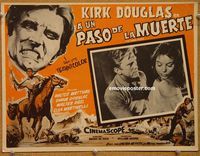 3w479 INDIAN FIGHTER Mexican LC '55 cool art of Kirk Douglas on horseback, sexy Diana Douglas!