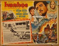 3w491 IVANHOE Mexican LC '52 cool art of sexy Elizabeth Taylor, Joan Fontaine, Robert Taylor!