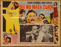 3w506 KILL OR CURE Mexican LC '62 wacky art of English bumbling comic detective Terry-Thomas!
