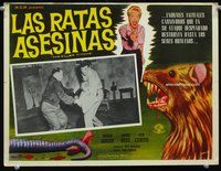 3w507 KILLER SHREWS Mexican movie lobby card '59 cool horror image of men carrying woman!