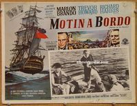 3w587 MUTINY ON THE BOUNTY Mexican movie lobby card '62 Marlon Brando, cool seafaring images!