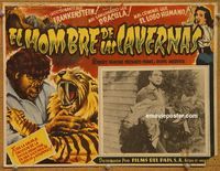 3w593 NEANDERTHAL MAN Mexican movie lobby card R50s great wacky monster image!