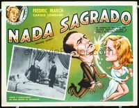 3w606 NOTHING SACRED Mexican LC R60s great wacky art of Carole Lombard smacking Fredric March!