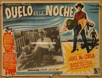 3w608 OKLAHOMAN Mexican LC '57 art of cowboy Joel McCrea holding Native American Gloria Talbot!