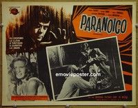 3w622 PARANOIAC Mexican movie lobby card '63 cool art of Oliver Reed, Janette Scott, Hammer horror!