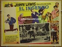 3w627 PATSY Mexican movie lobby card '64 wacky image of Jerry Lewis, star & director, as puppet!