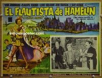 3w639 PIED PIPER OF HAMELIN Mexican movie lobby card '61 great art of Van Johnson leading kids!