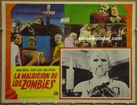 3w647 PLAGUE OF THE ZOMBIES Mexican movie lobby card '66 Hammer horror, great undead monster image!