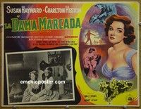 3w655 PRESIDENT'S LADY Mexican movie lobby card '53 great art of sexy adulteress Susan Hayward!
