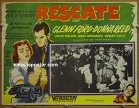 3w673 RANSOM Mexican LC '56 great art of Glenn Ford & Donna Reed waiting for call from kidnapper!
